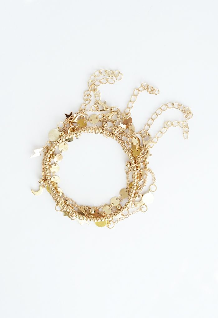 6 paquets de bracelets Golden Star Moon