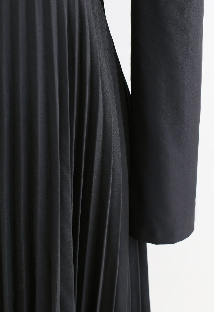 Robe blazer boutonnée plissée asymétrique en gris
