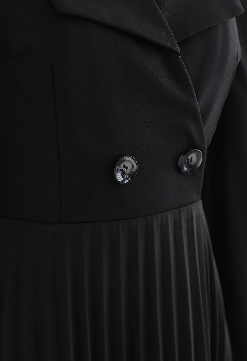 Robe blazer boutonnée plissée asymétrique