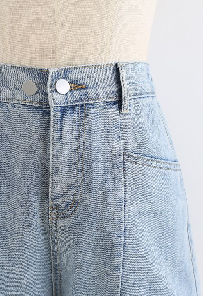 Short en jean taille haute avec poches plaquées