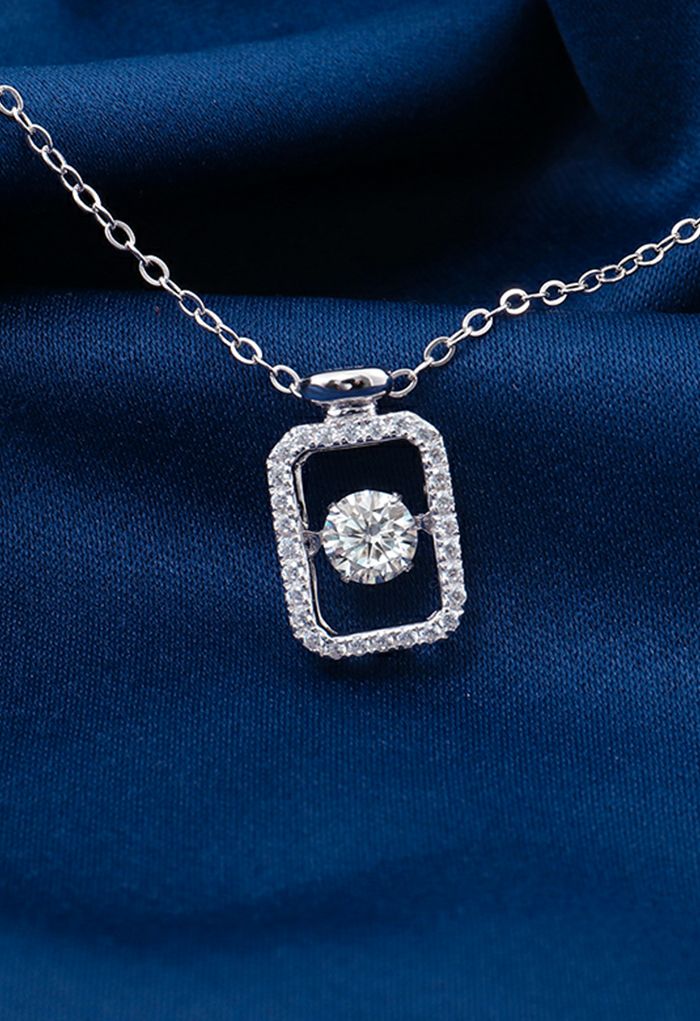 Collier en diamant Moissanite creux en forme de rectangle