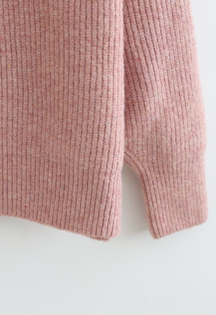 Cardigan en tricot côtelé entièrement zippé en rose