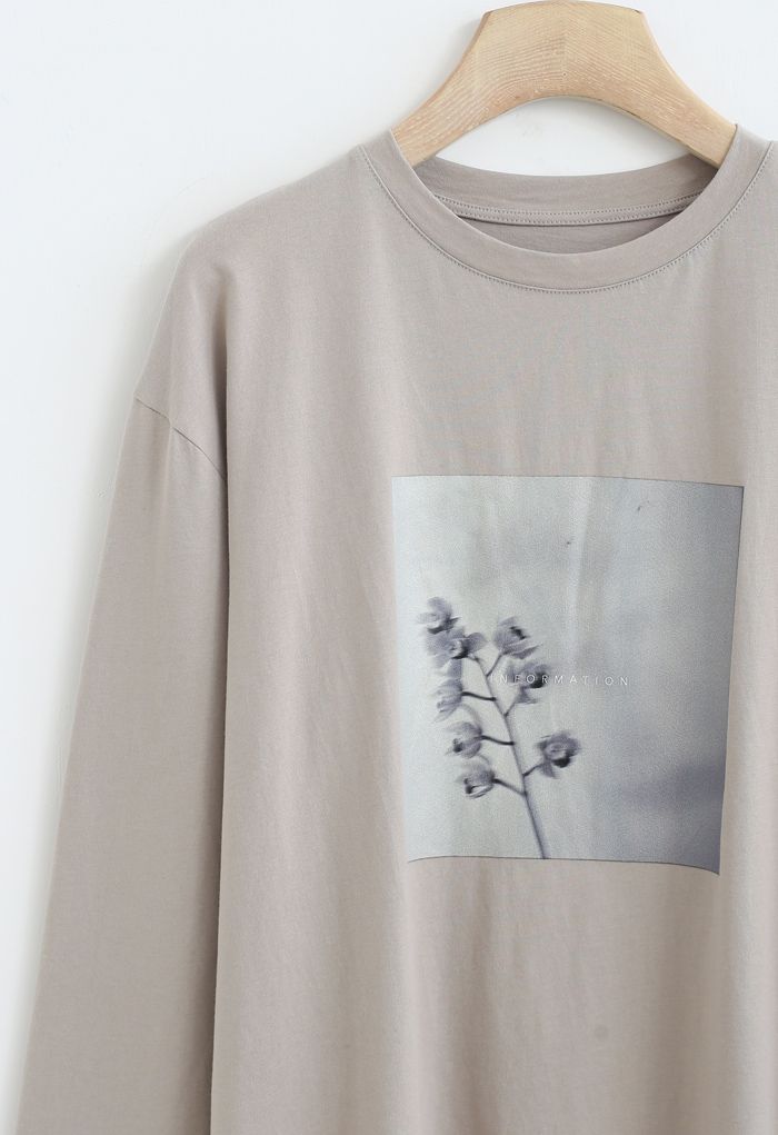 T-shirt ample à fleurs imprimées