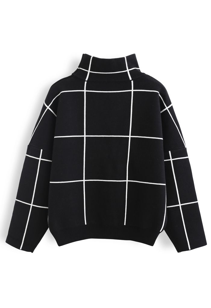 Pull à col roulé Grid en noir