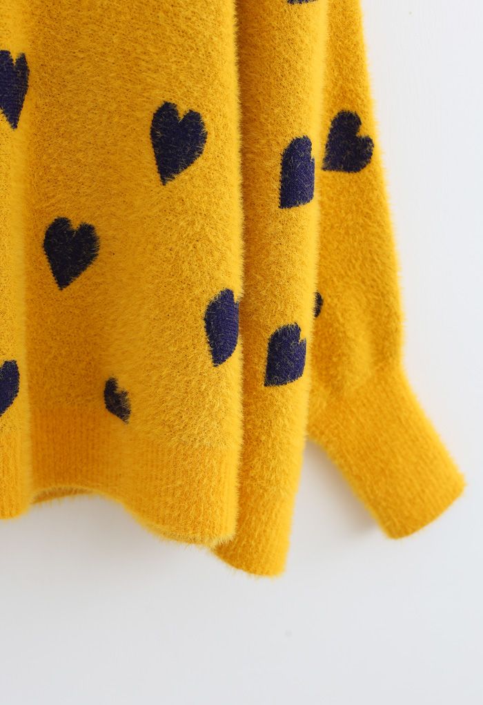 Pull en tricot moelleux à manches chauve-souris en moutarde