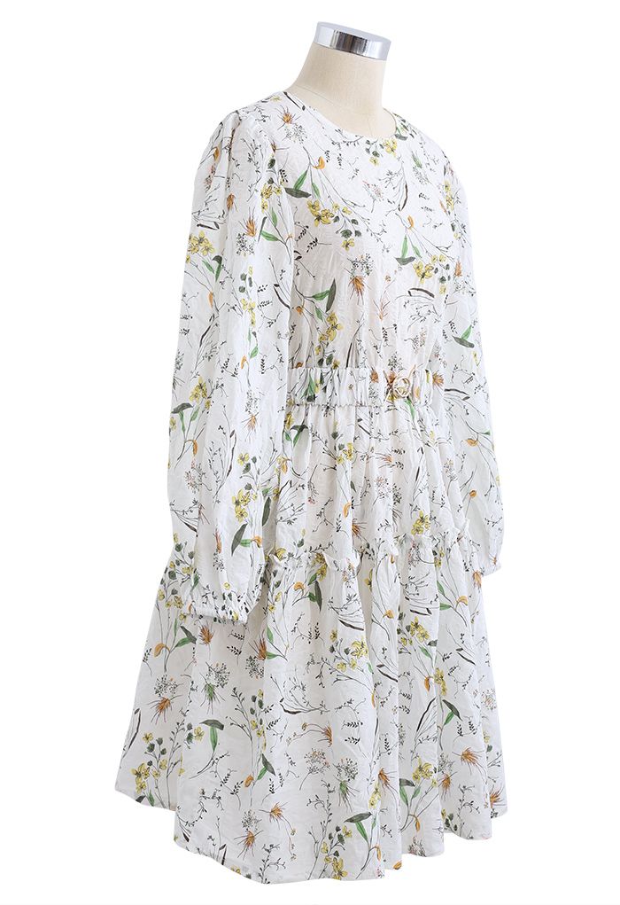 Robe en coton texturé imprimé fleurs sauvages