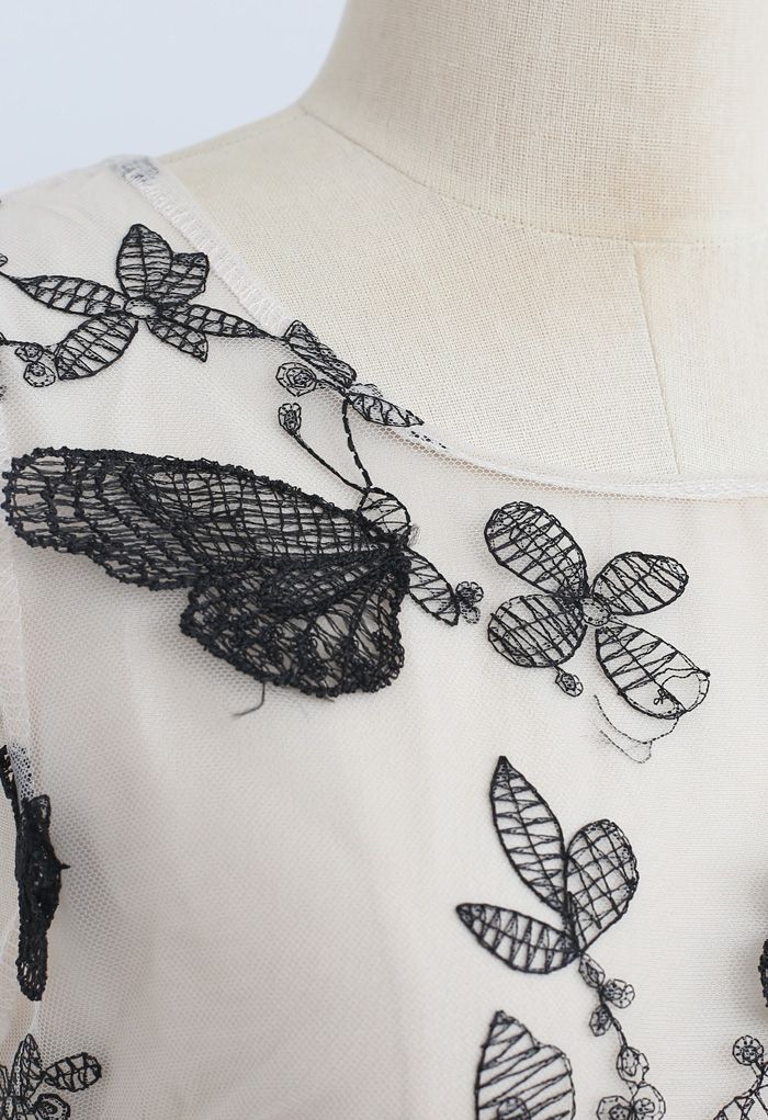 Dancing Butterfly Robe en maille sans manches à double épaisseur