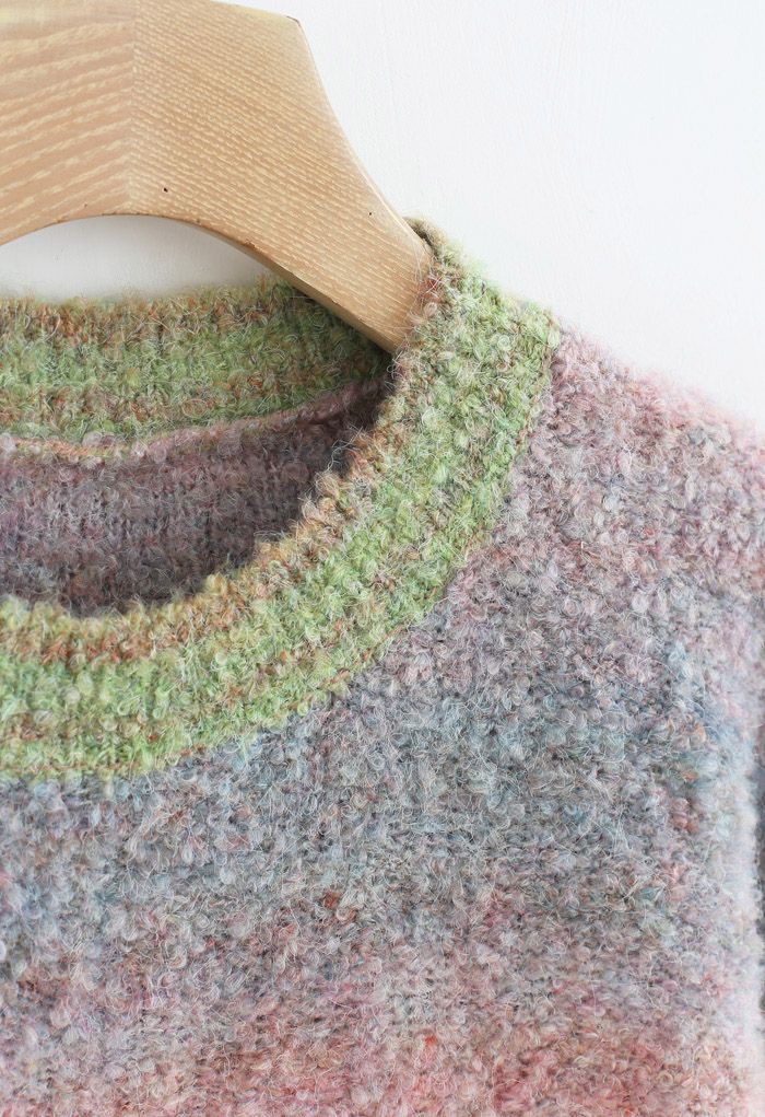Pull en tricot surdimensionné à rayures ombrées en vert