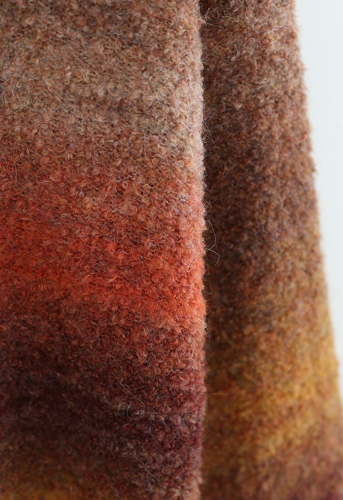 Pull en tricot surdimensionné à rayures ombrées en caramel