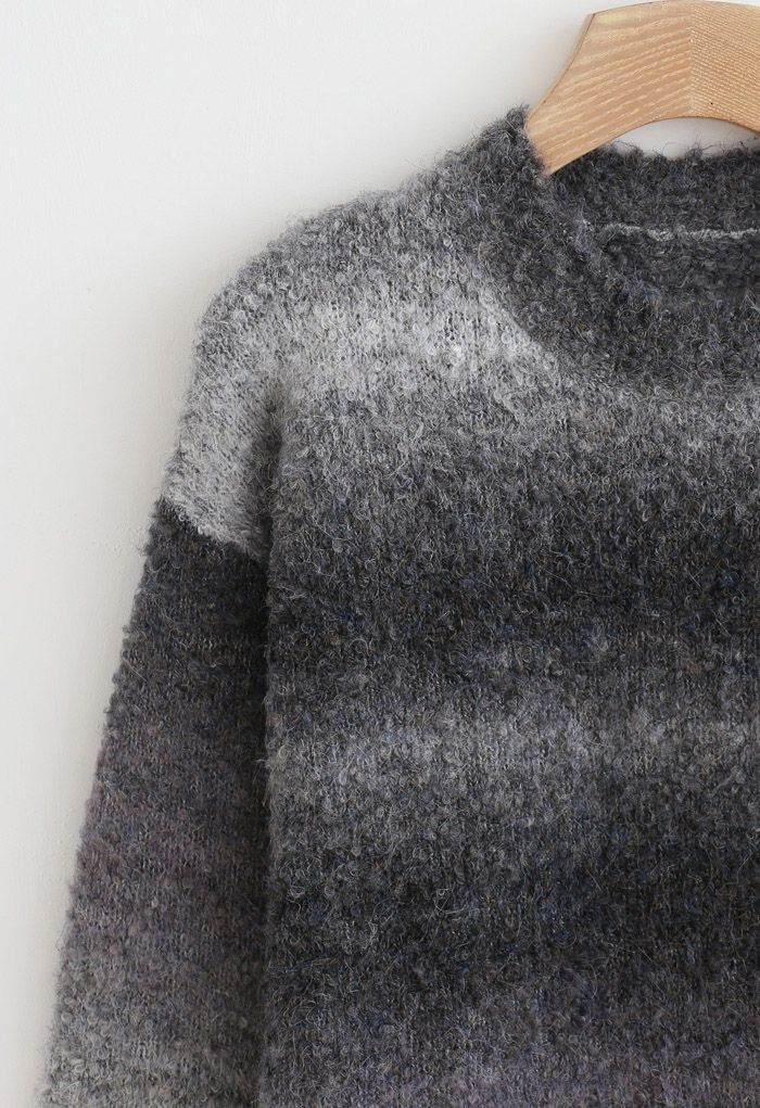 Pull en tricot surdimensionné à rayures ombrées en fumée