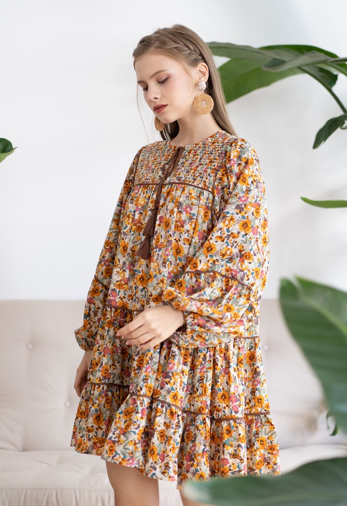 Robe Dolly fleurie à manches bouffantes