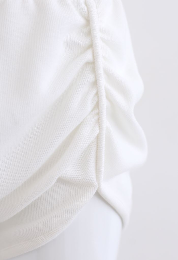 Ensemble short et sweat à capuche court en coton mélangé en blanc