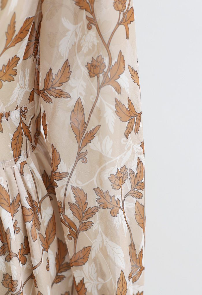 Robe longue portefeuille imprimée feuilles d'automne