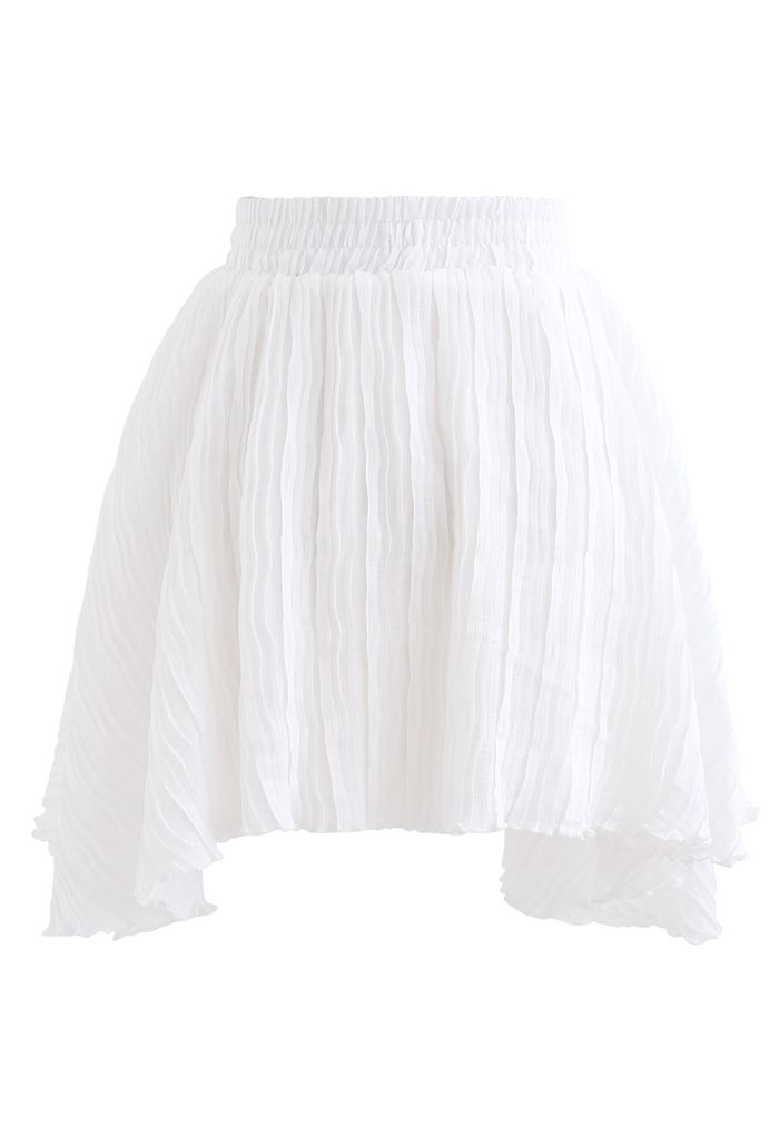 Jupes-shorts doubles couches en relief Ripple en blanc