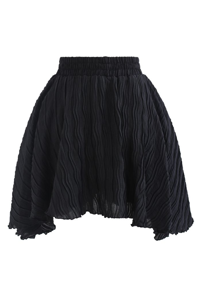 Jupes-shorts doubles couches en relief Ripple en noir