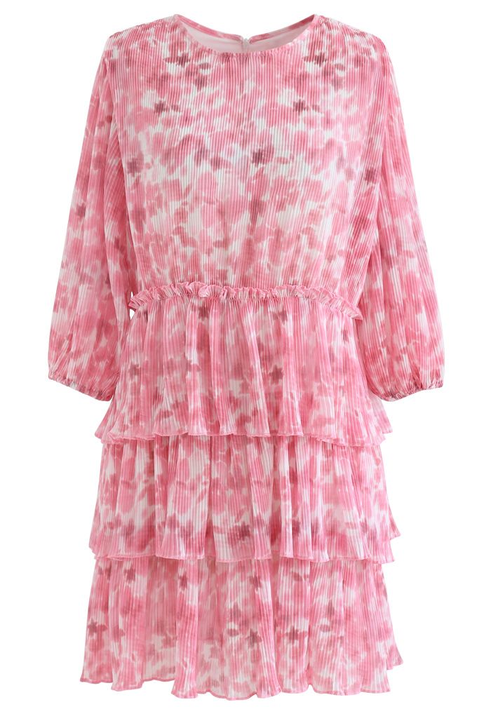 Robe plissée tie-dye à plusieurs niveaux Dolly en rose