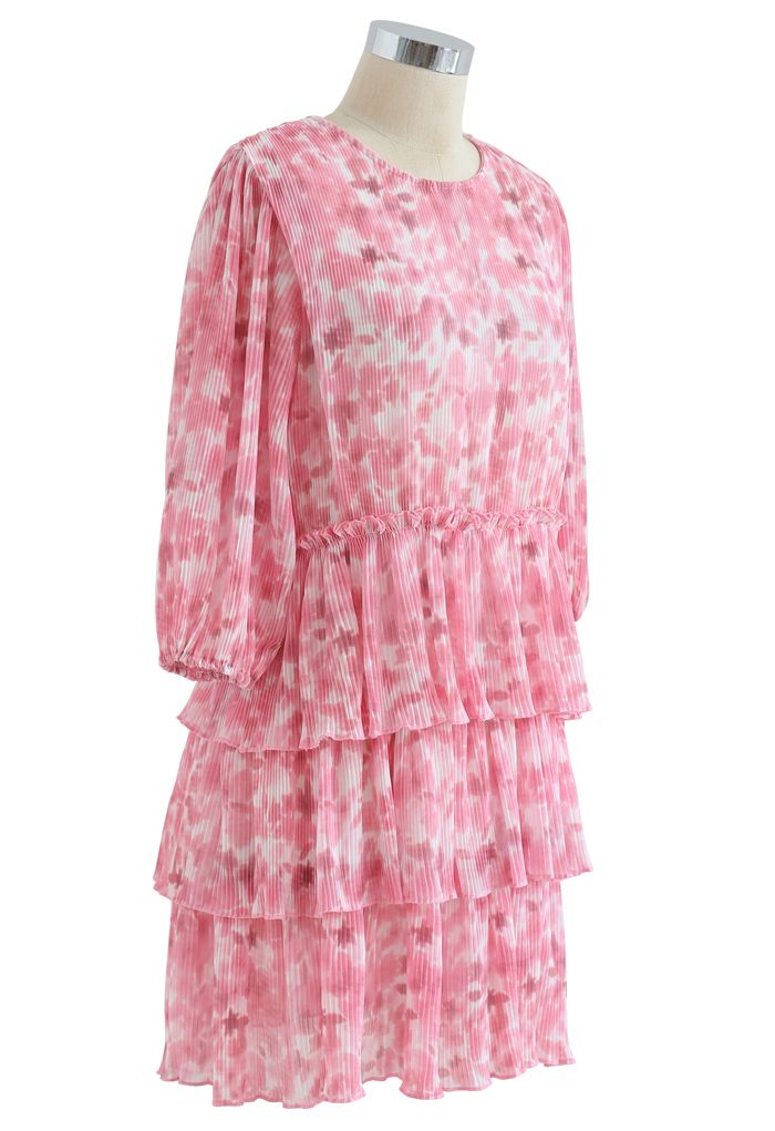 Robe plissée tie-dye à plusieurs niveaux Dolly en rose