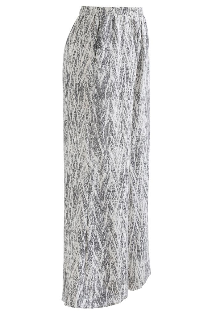 Pantalon de survêtement large à imprimé serpent en zigzag en fumé