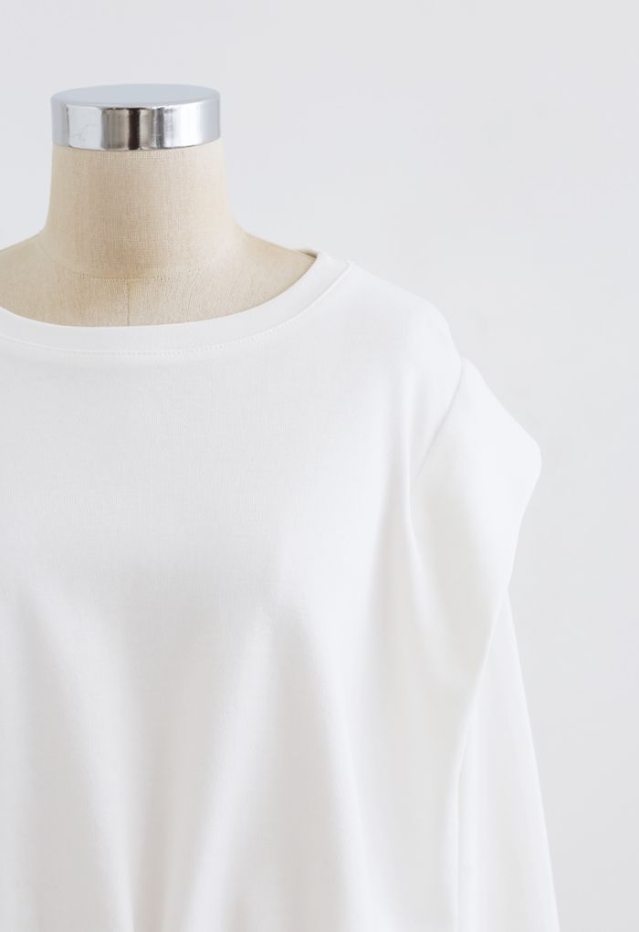 Sweat-shirt court surdimensionné ajustable en blanc