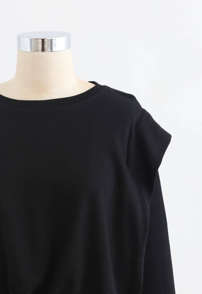 Sweat-shirt court surdimensionné réglable en noir