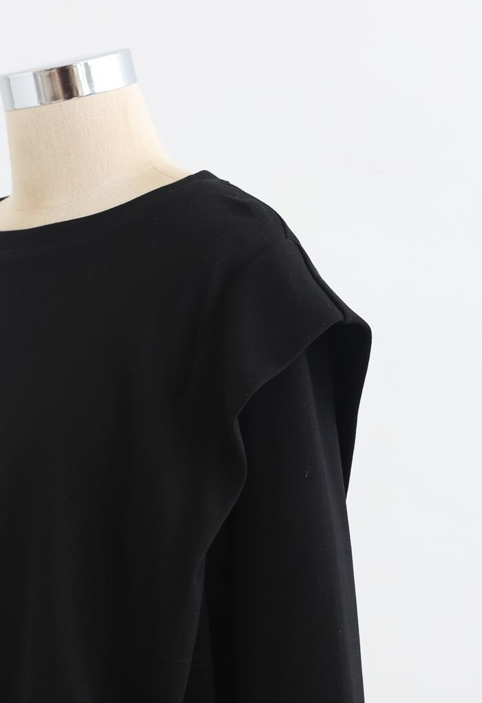 Sweat-shirt court surdimensionné réglable en noir