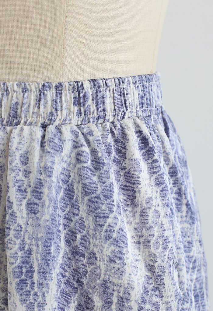 Pantalon de détente large à imprimé serpent en zigzag bleu