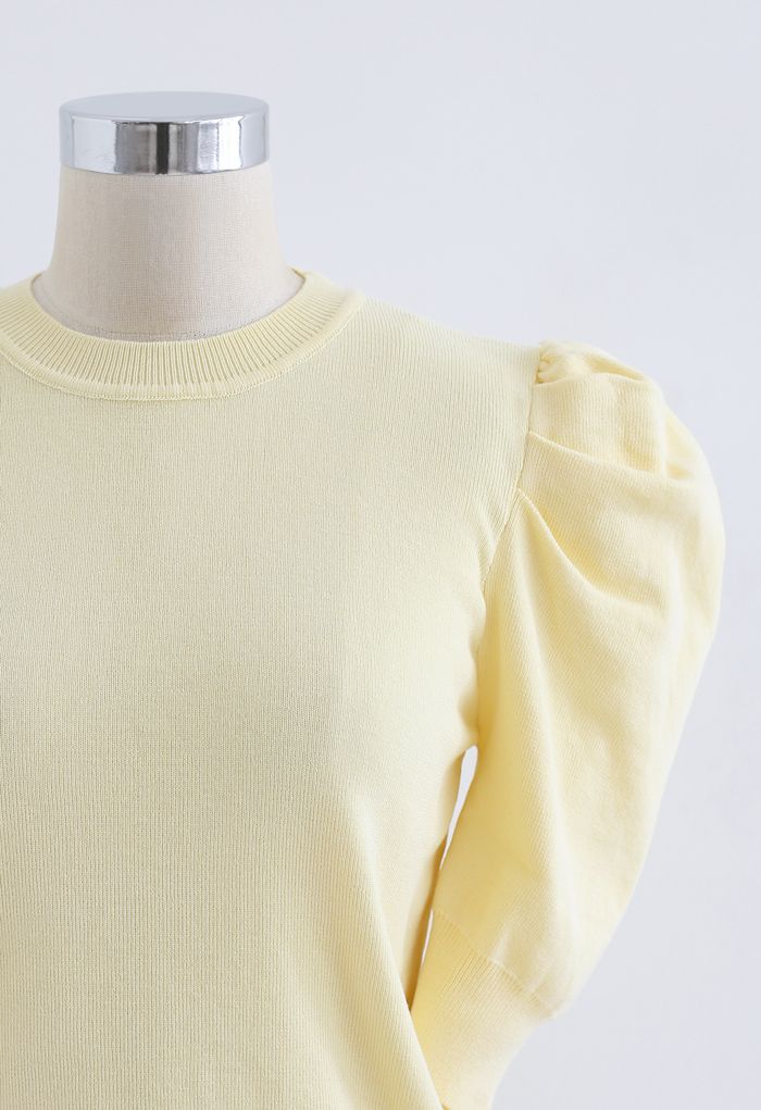 Haut en tricot à manches courtes Bubble en jaune