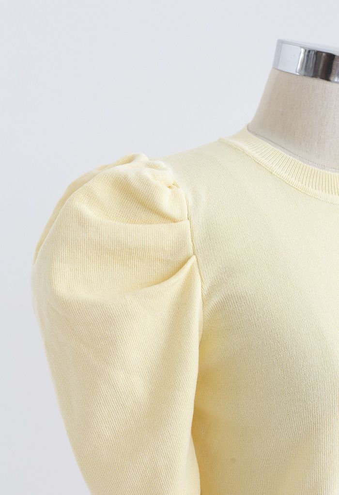 Haut en tricot à manches courtes Bubble en jaune