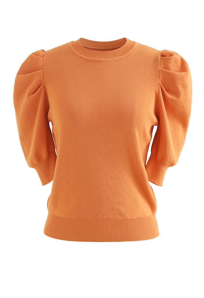 Haut en tricot à manches courtes Bubble en orange
