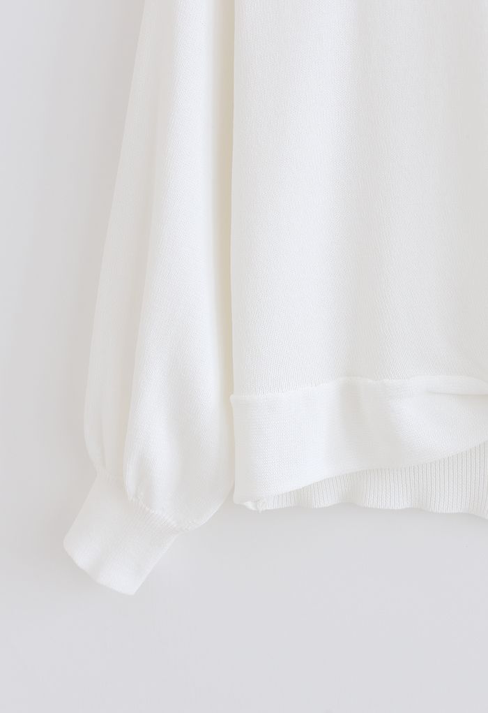 Haut court en tricot côtelé à taille torsadée en blanc