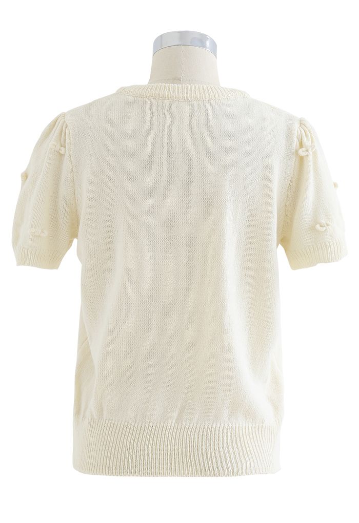 Cardigan en tricot boutonné à manches courtes Sweet Knot - Jaune clair