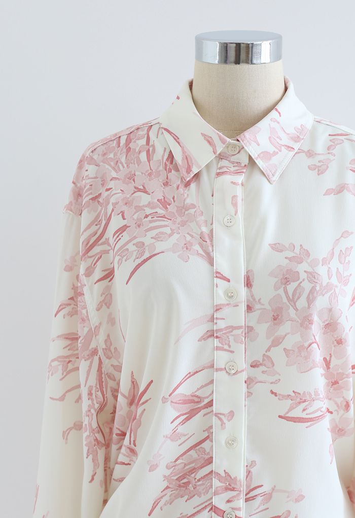 Chemise longue Dainty à imprimé floral en rose
