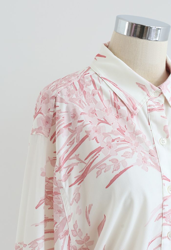 Chemise longue Dainty à imprimé floral en rose