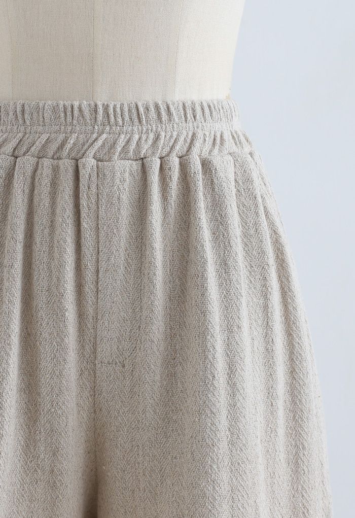 Short en lin de coton avec poches élastiques à la taille en sable