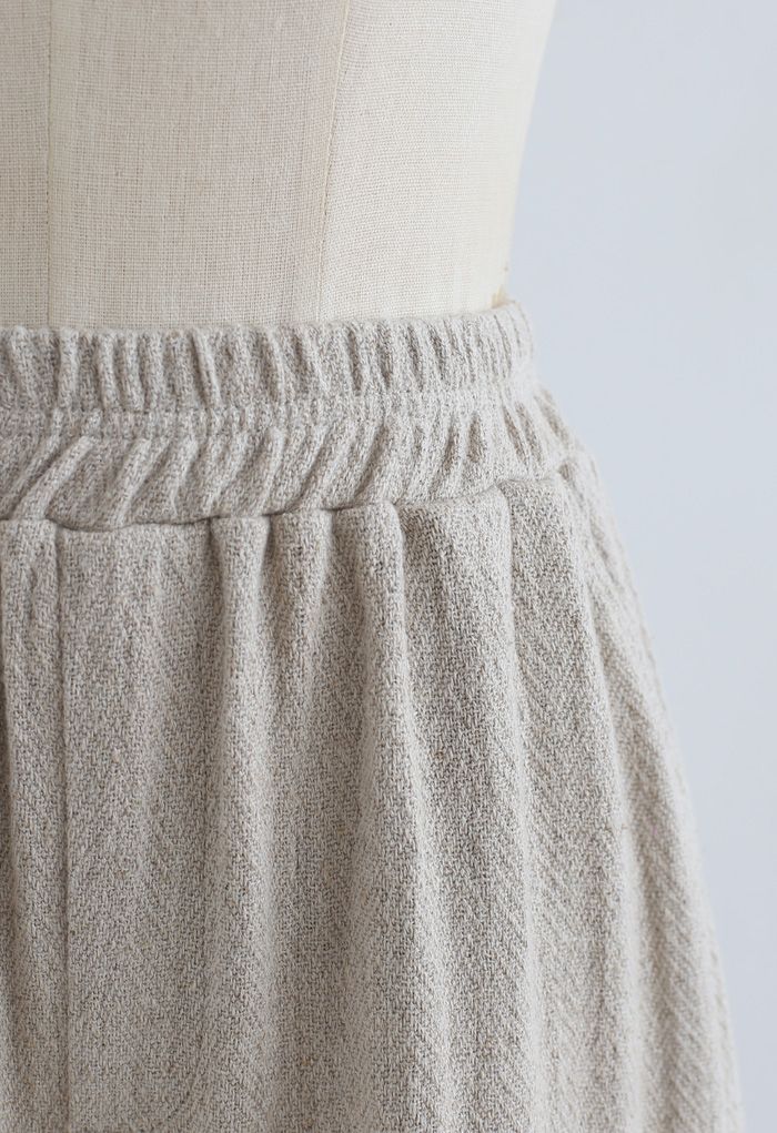 Short en lin de coton avec poches élastiques à la taille en sable