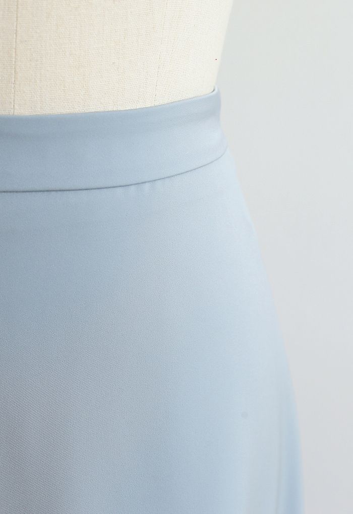 Jupe mi-longue Basic lisse A-Line en bleu poussiéreux