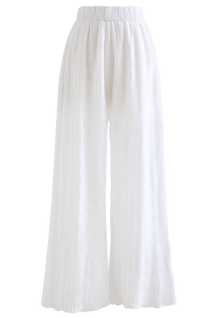 Pantalon large plissé Ripple en blanc