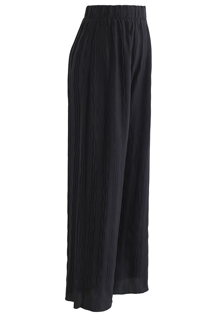 Pantalon large plissé Ripple en noir