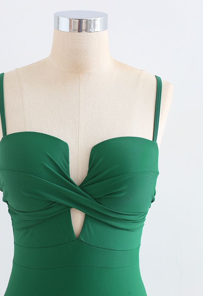 Maillot de bain camisole croisé devant en vert