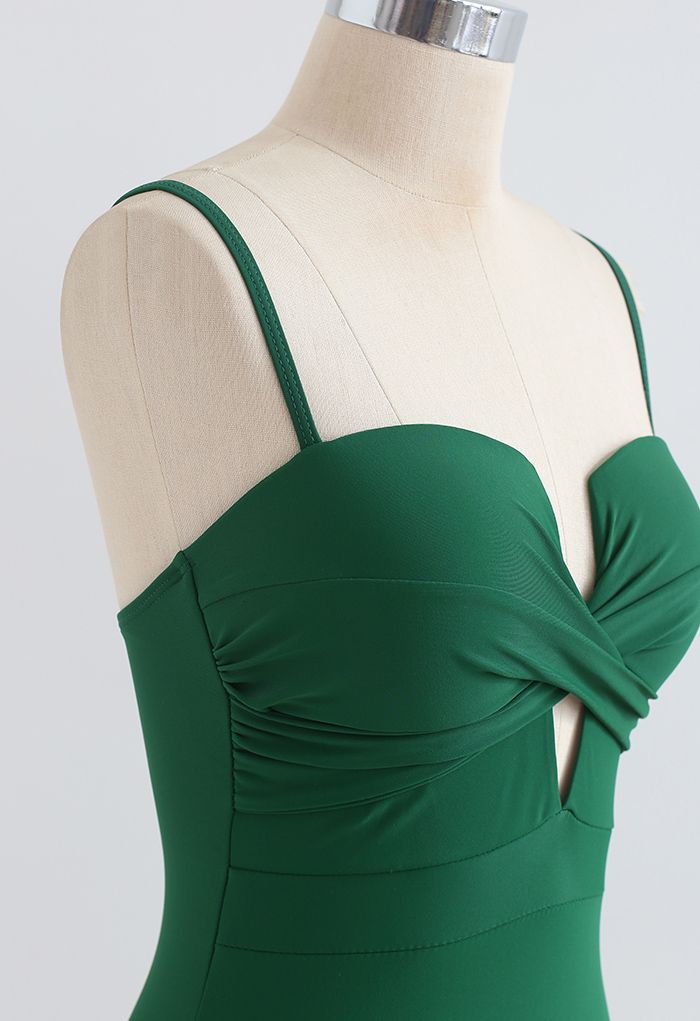 Maillot de bain camisole croisé devant en vert