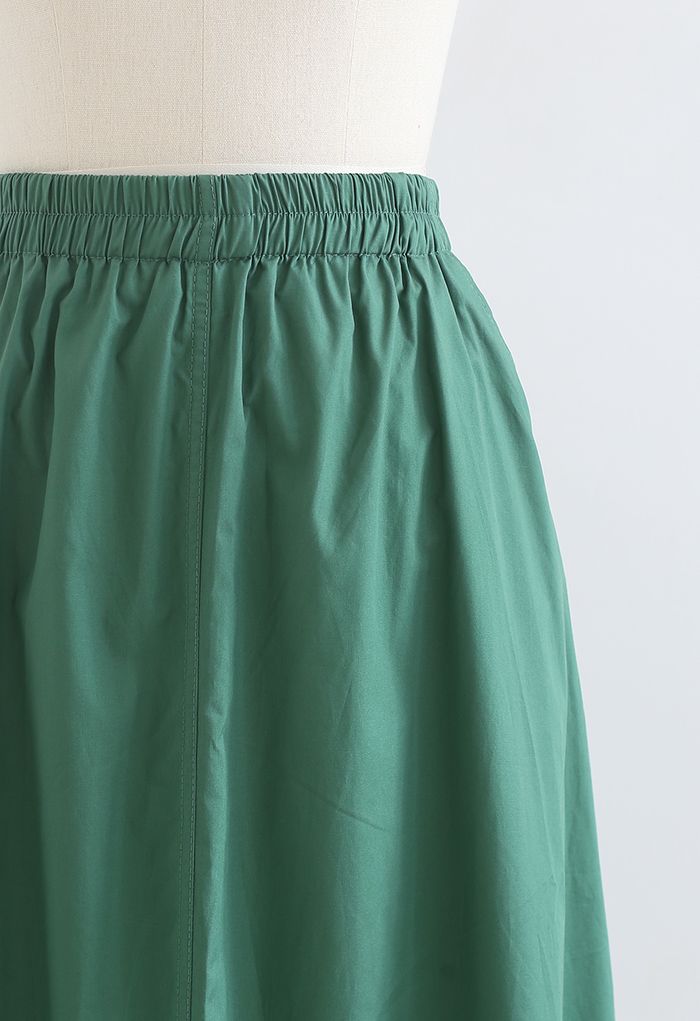 Jupe en coton à poche latérale de couleur unie en vert foncé