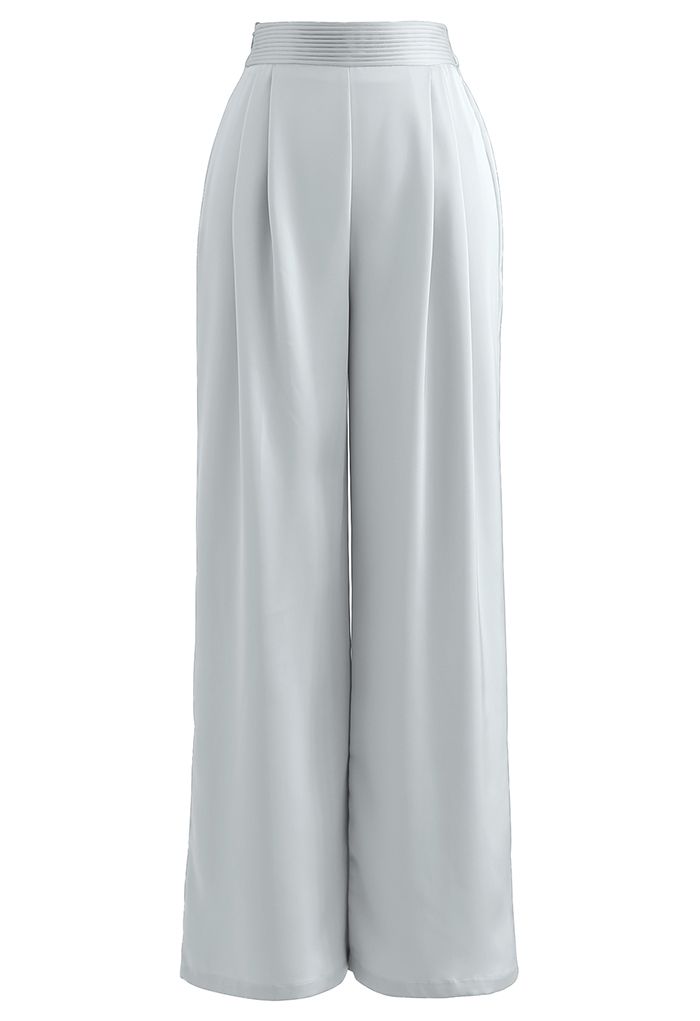 Pantalon large plissé brillant en gris clair