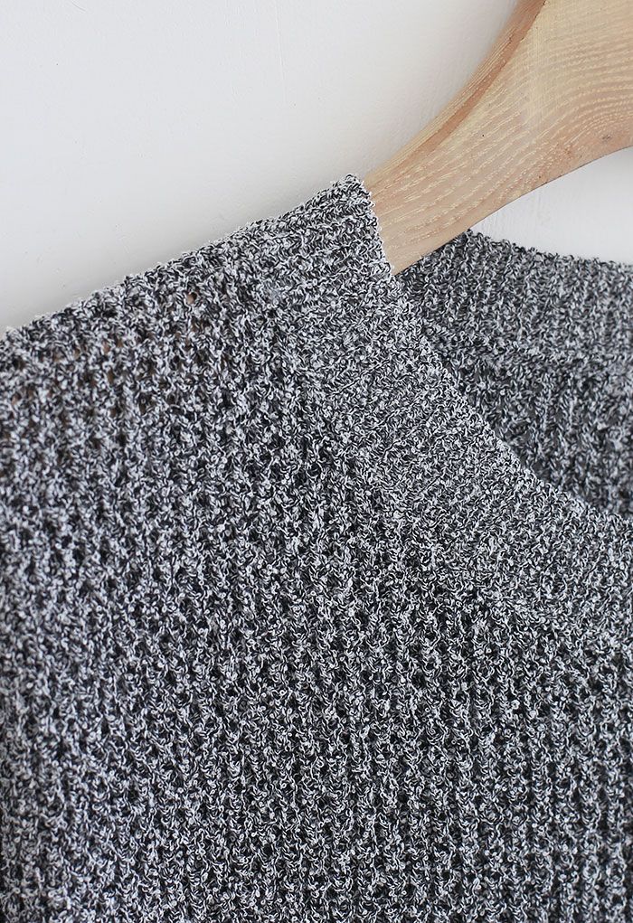 Pull oversize évidé en tricot gris