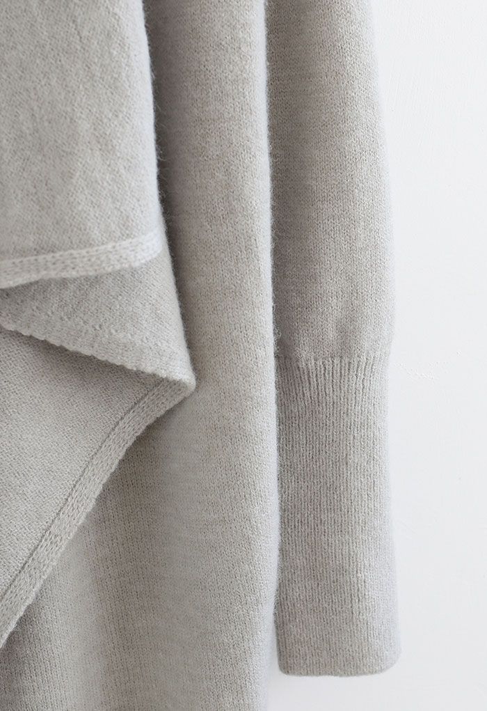 Cardigan long en tricot cascade en gris