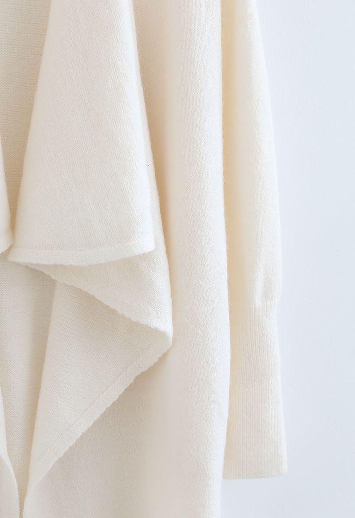 Cardigan long en tricot cascade en crème