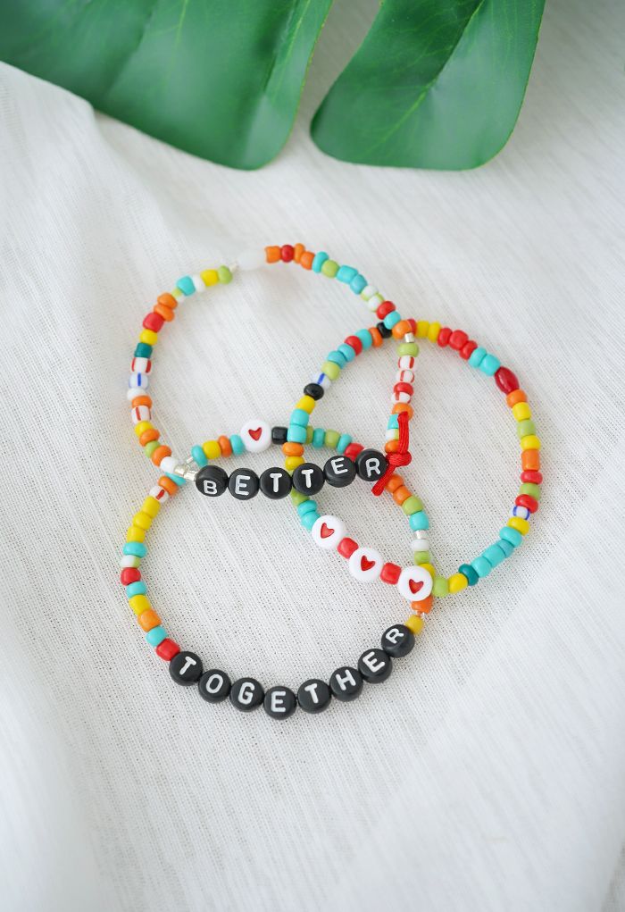 2 ensembles de bracelets d'amitié de perles colorées