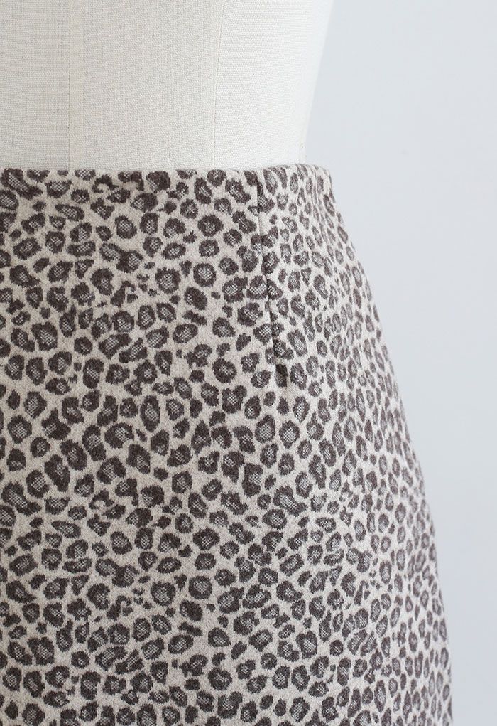 Mini-jupe en laine mélangée à imprimé léopard