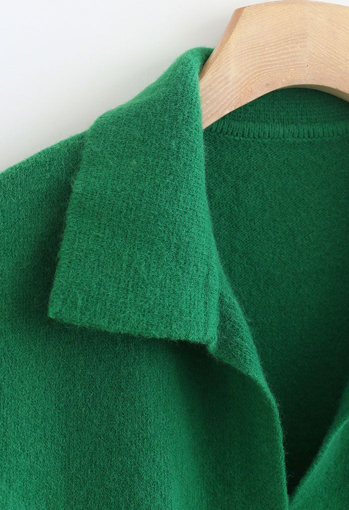 Gilet en tricot à col en V et col en vert