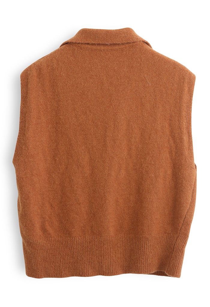 Gilet en tricot à col en V et col en orange