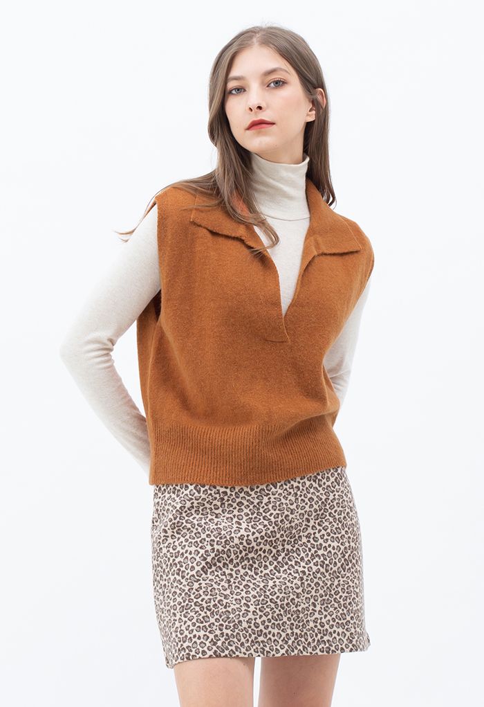 Mini-jupe en laine mélangée à imprimé léopard